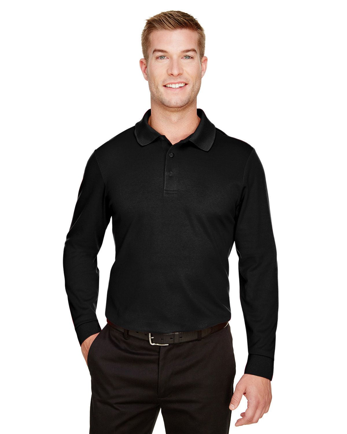 Devon & Jones CrownLux Performance™ Plaited Long Sleeve Polo